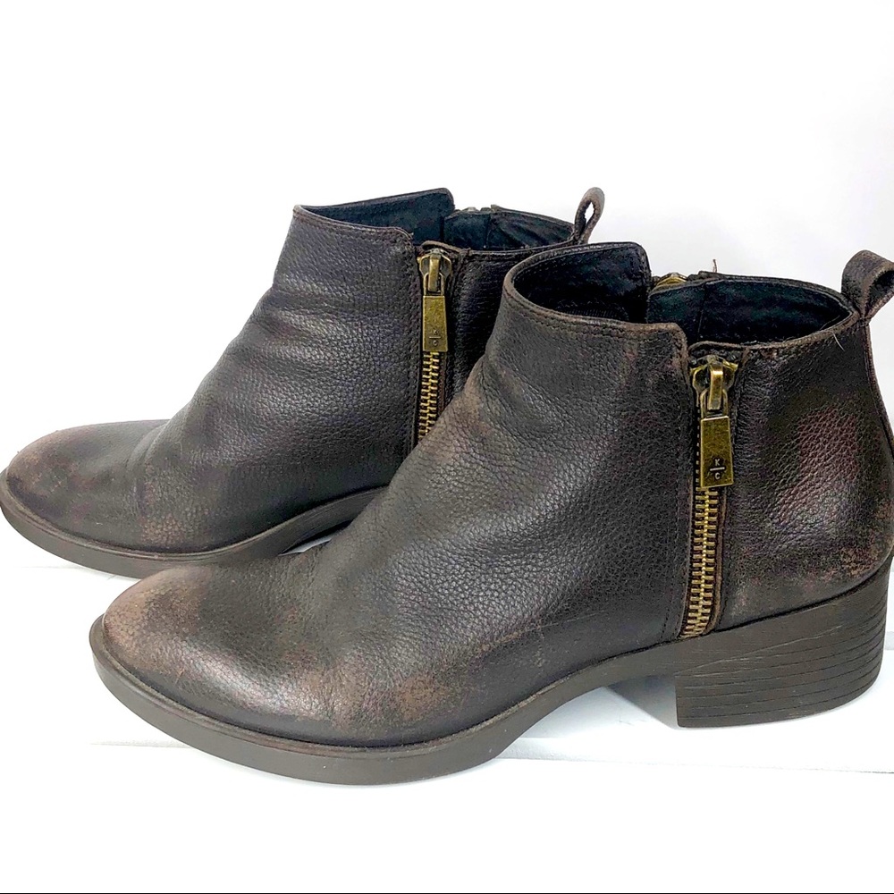 KENNETH‎ COLE brown LEVON ankle booties boots Double zippers SIZE 6.5 M
